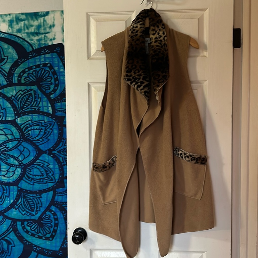 Fleece and faux fur drapey cardigan OS